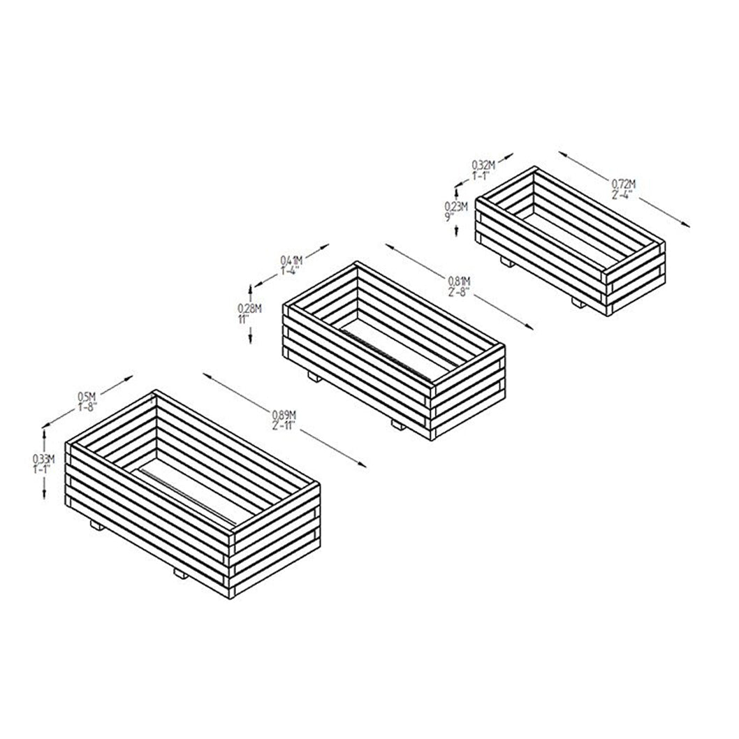 Forest Durham Rectangular Planter - Set of 3 - JJ Building Materials