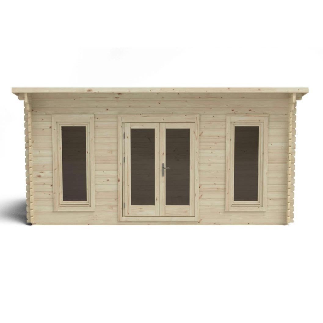 Forest Elmley 5.0m x 3.0m Log Cabin - Pent Roof, Double Glazed with Polyester Felt - JJ Building Materials