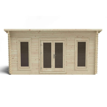 Forest Elmley 5.0m x 3.0m Log Cabin - Pent Roof, Double Glazed with Polyester Felt - JJ Building Materials