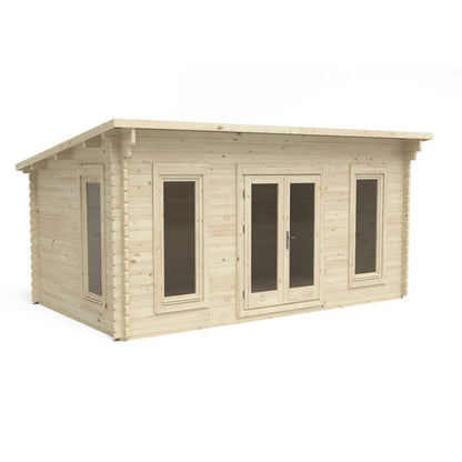 Forest Elmley 5.0m x 3.0m Log Cabin - Pent Roof, Double Glazed with Polyester Felt - JJ Building Materials