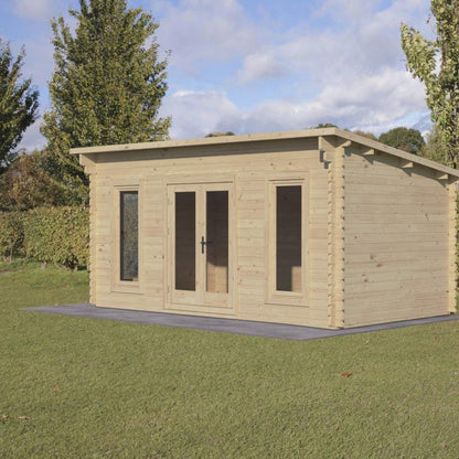 Forest Elmley 5.0m x 3.0m Log Cabin - Pent Roof, Double Glazed with Polyester Felt - JJ Building Materials