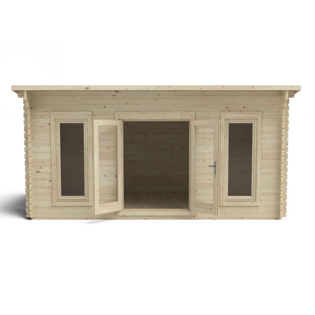 Forest Elmley 5.0m x 3.0m Log Cabin - Pent Roof, Double Glazed with Polyester Felt - JJ Building Materials
