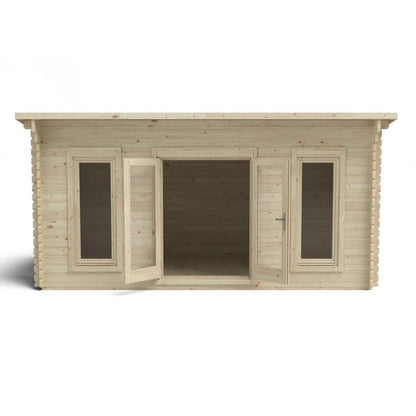 Forest Elmley 5.0m x 3.0m Log Cabin - Pent Roof, Double Glazed with Polyester Felt - JJ Building Materials