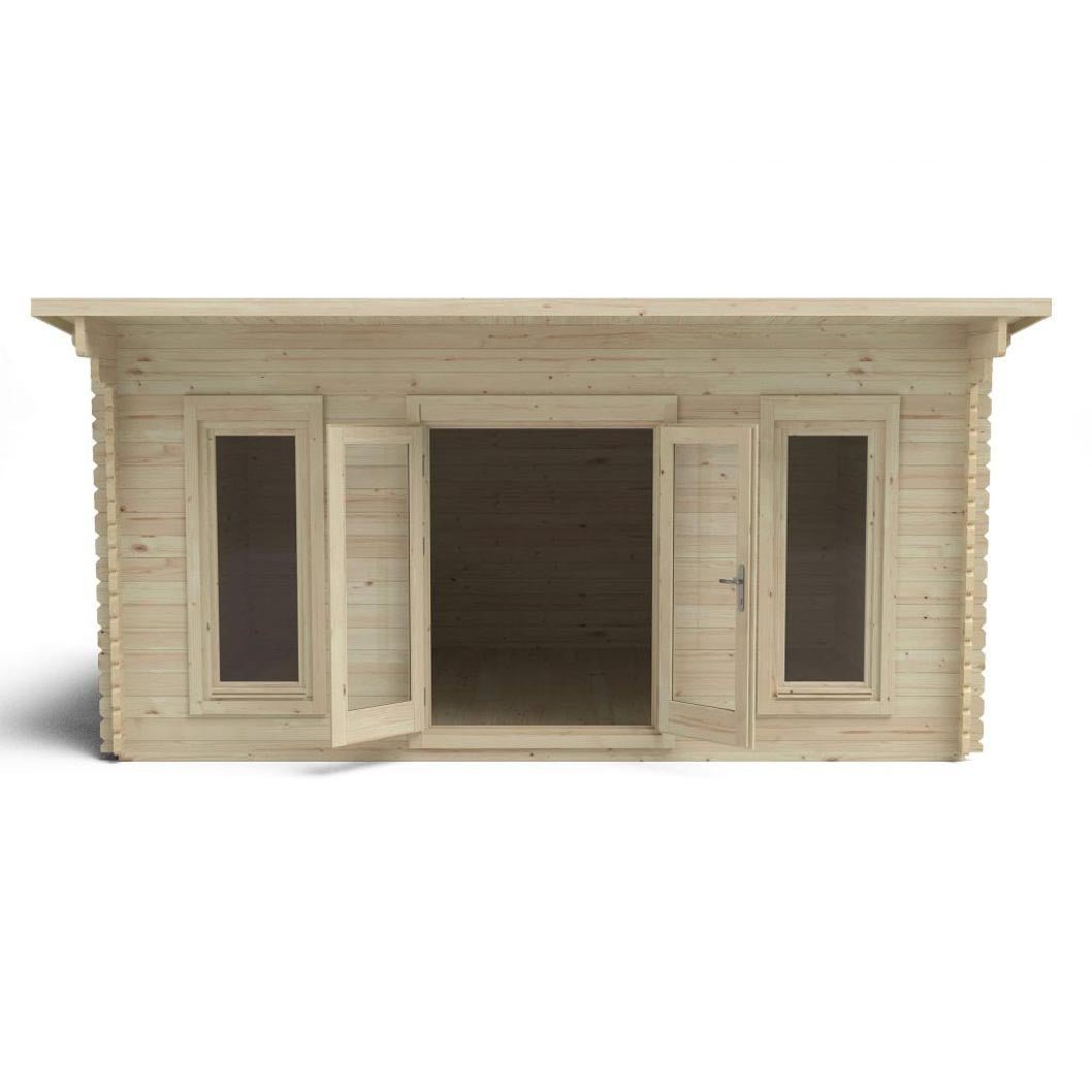Forest Mendip 5.0m x 4.0m Log Cabin - Pent Roof, Double Glazed, with Polyester Felt - JJ Building Materials