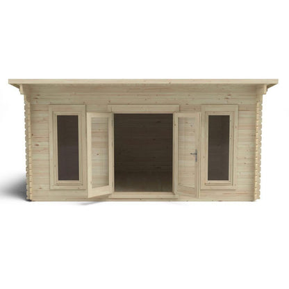 Forest Mendip 5.0m x 4.0m Log Cabin - Pent Roof, Double Glazed, with Polyester Felt - JJ Building Materials