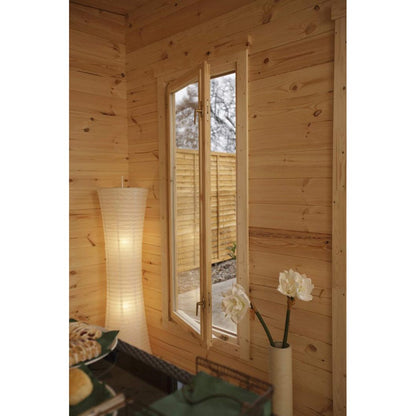 Forest Mendip 5.0m x 4.0m Log Cabin - Pent Roof, Double Glazed, with Polyester Felt - JJ Building Materials