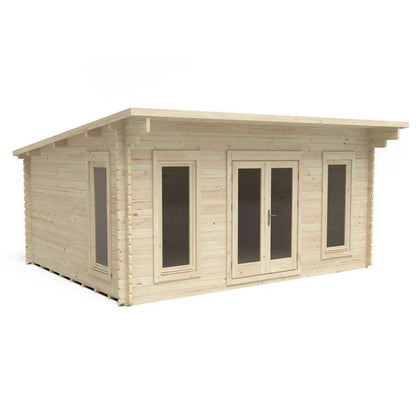 Forest Mendip 5.0m x 4.0m Log Cabin - Pent Roof, Double Glazed, with Polyester Felt - JJ Building Materials