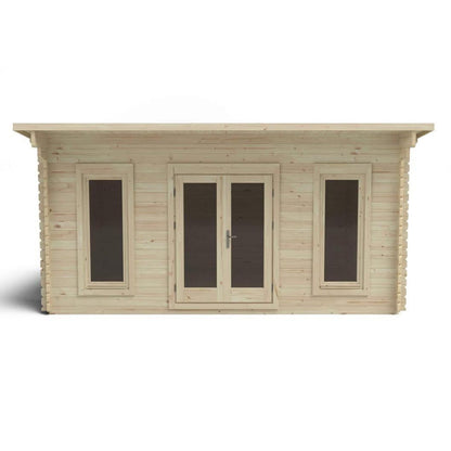 Forest Mendip 5.0m x 4.0m Log Cabin - Pent Roof, Double Glazed, with Polyester Felt - JJ Building Materials