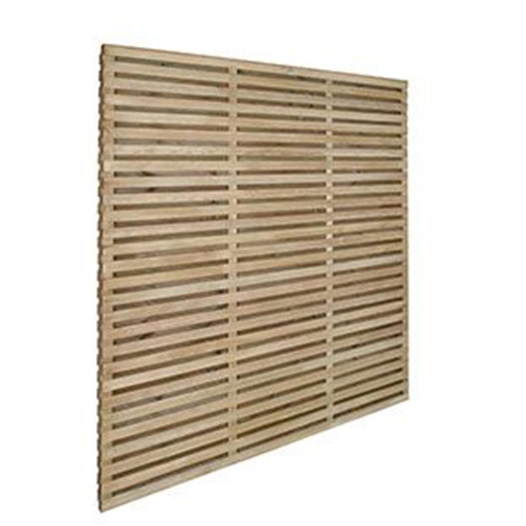 Forest Pressure Treated Contemporary Double Slatted Fence Panel - JJ Building Materials