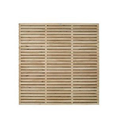 Forest Pressure Treated Contemporary Double Slatted Fence Panel - JJ Building Materials