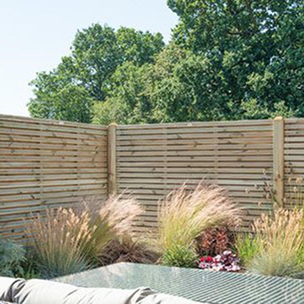 Forest Pressure Treated Contemporary Double Slatted Fence Panel - JJ Building Materials