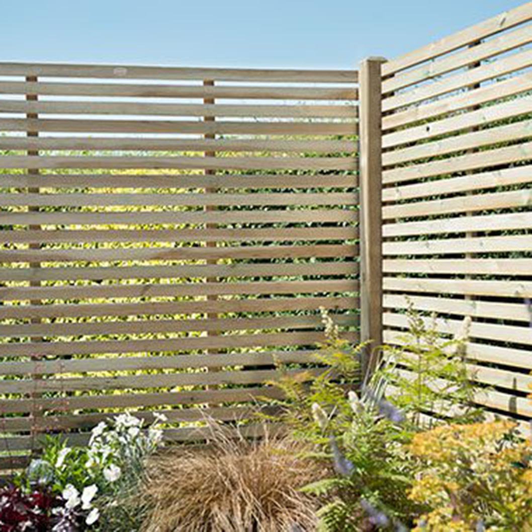 Forest Pressure Treated Contemporary Slatted Fence Panel - JJ Building Materials
