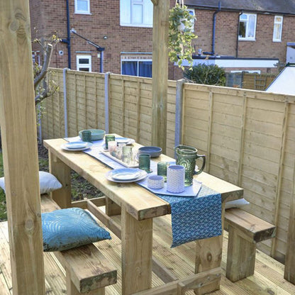 Forest Refectory Table and Sleeper Bench Set - 1.8m - JJ Building Materials
