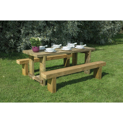 Forest Refectory Table and Sleeper Bench Set - 1.8m - JJ Building Materials
