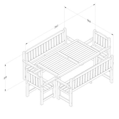 Forest Rosedene Set 2- Table, Benches and Chairs - JJ Building Materials