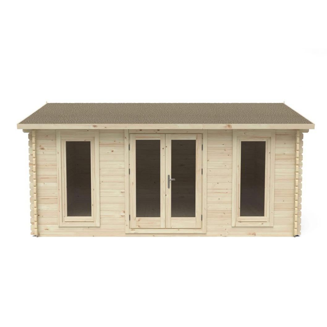 Forest Rushock 5.0m x 4.0m Log Cabin - Apex Roof, Double Glazed with Felt Shingles, plus Underlay - JJ Building Materials
