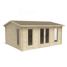 Forest Rushock 5.0m x 4.0m Log Cabin - Apex Roof, Double Glazed with Polyester Felt - JJ Building Materials