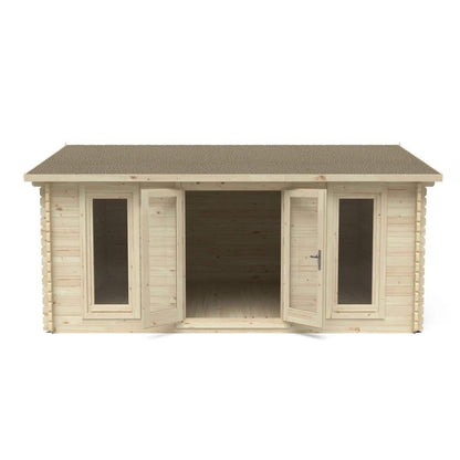 Forest Rushock 5.0m x 4.0m Log Cabin - Apex Roof, Double Glazed with Polyester Felt - JJ Building Materials