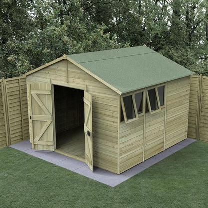 Forest Timberdale 10x10 Apex Shed - Double Door - 4 Windows - 2 Opening - JJ Building Materials