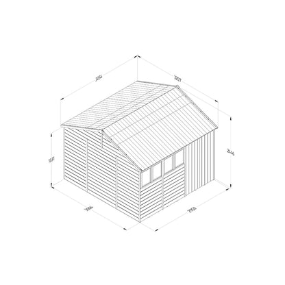Forest Timberdale 10x10 Reverse Apex Shed - Double Door - 4 Window - 1 Opening - JJ Building Materials