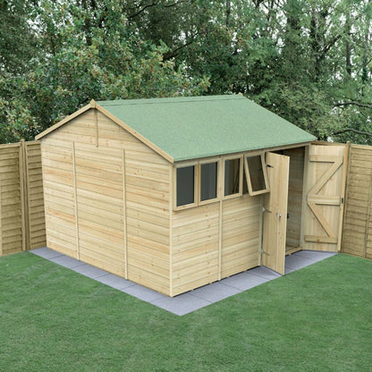 Forest Timberdale 10x10 Reverse Apex Shed - Double Door - 4 Window - 1 Opening - JJ Building Materials