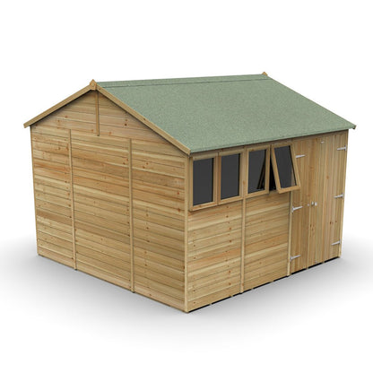 Forest Timberdale 10x10 Reverse Apex Shed - Double Door - 4 Window - 1 Opening - JJ Building Materials