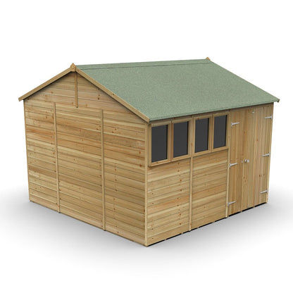 Forest Timberdale 10x10 Reverse Apex Shed - Double Door - 4 Window - 1 Opening - JJ Building Materials