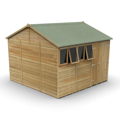 Forest Timberdale 10x10 Reverse Apex Shed - Double Door - 4 Window - 2 Opening - JJ Building Materials