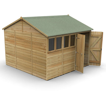 Forest Timberdale 10x10 Reverse Apex Shed - Double Door - 4 Window - 2 Opening - JJ Building Materials