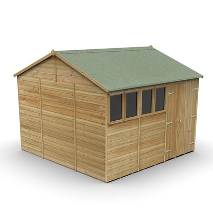 Forest Timberdale 10x10 Reverse Apex Shed - Double Door - 4 Window - 2 Opening - JJ Building Materials