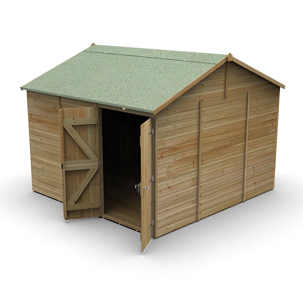 Forest Timberdale 10x10 Reverse Apex Shed - Double Door - No Windows - JJ Building Materials