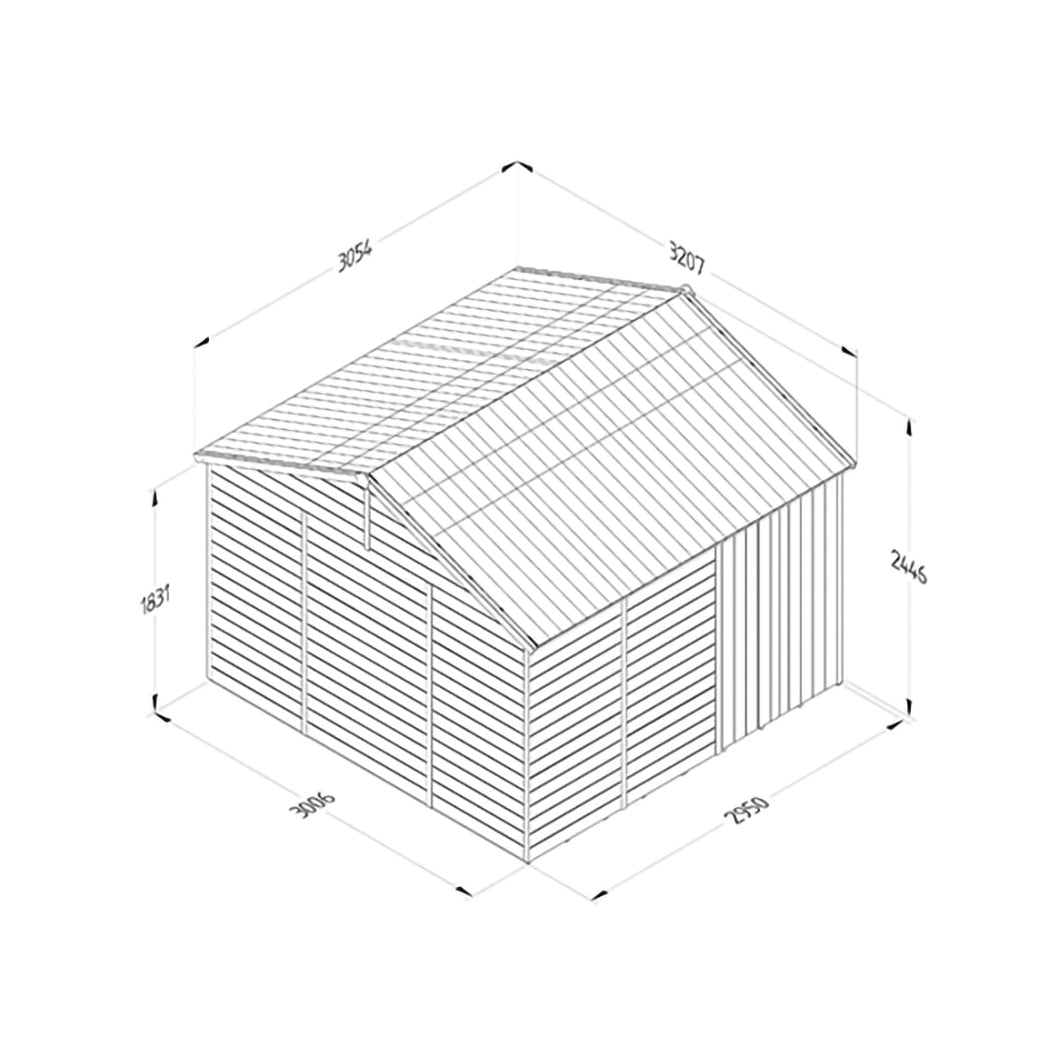 Forest Timberdale 10x10 Reverse Apex Shed - Double Door - No Windows - JJ Building Materials