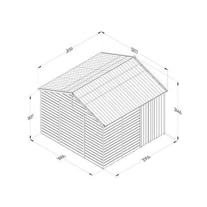 Forest Timberdale 10x10 Reverse Apex Shed - Double Door - No Windows - JJ Building Materials