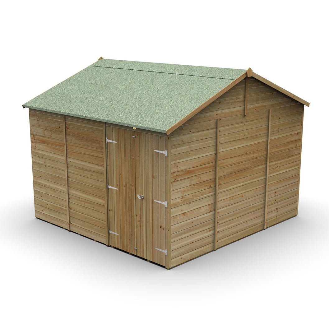 Forest Timberdale 10x10 Reverse Apex Shed - Double Door - No Windows - JJ Building Materials