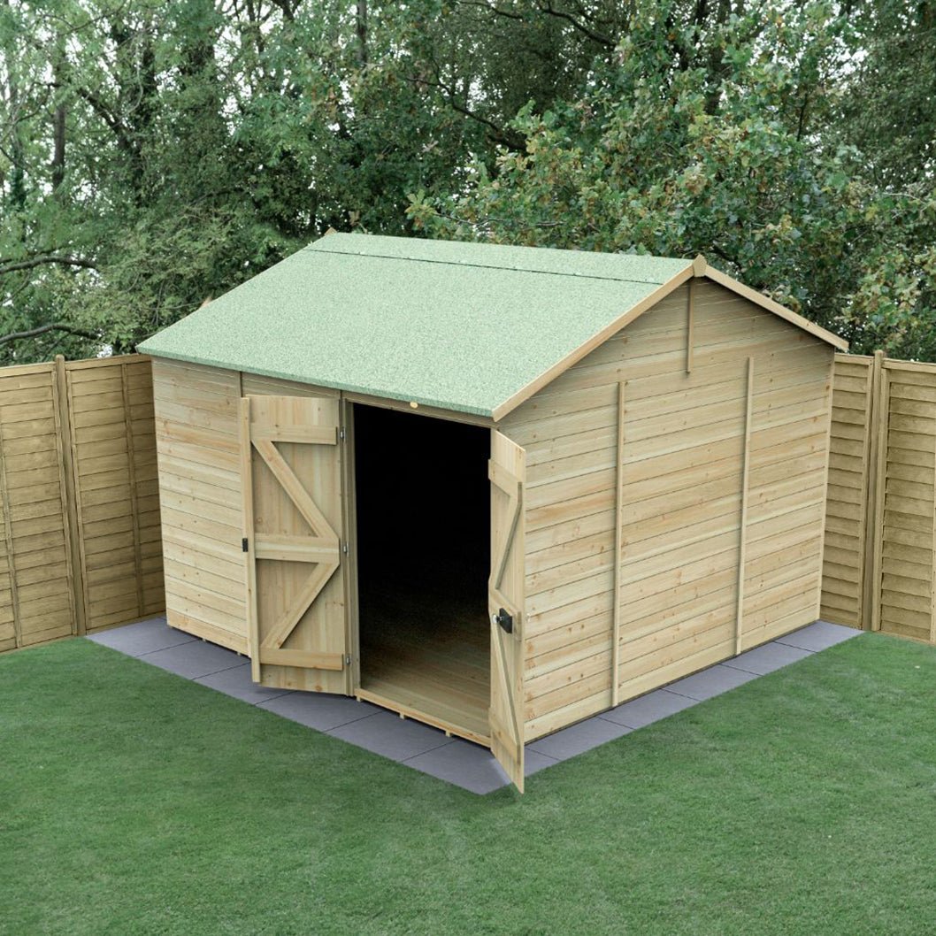 Forest Timberdale 10x10 Reverse Apex Shed - Double Door - No Windows - JJ Building Materials