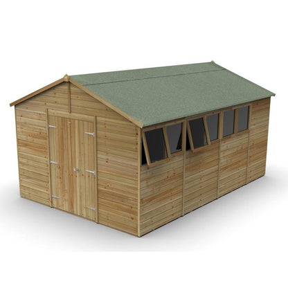 Forest Timberdale 10x15 Apex Shed - Double Door - 6 Windows - 2 Opening - JJ Building Materials