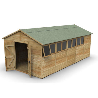 Forest Timberdale 10x20 Apex Shed - Double Door - 8 Windows - 1 Opening - JJ Building Materials