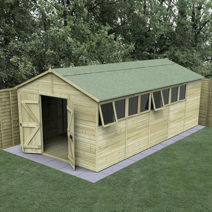 Forest Timberdale 10x20 Apex Shed - Double Door - 8 Windows - 2 Opening - JJ Building Materials