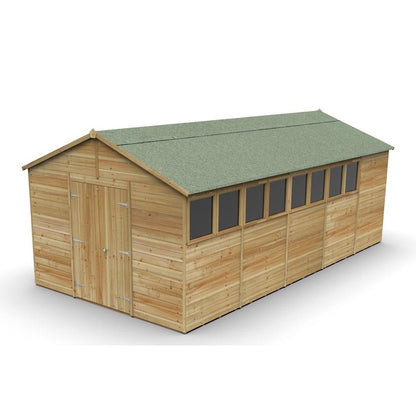 Forest Timberdale 10x20 Apex Shed - Double Door - 8 Windows - 2 Opening - JJ Building Materials