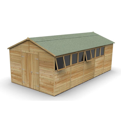 Forest Timberdale 10x20 Apex Shed - Double Door - 8 Windows - 2 Opening - JJ Building Materials