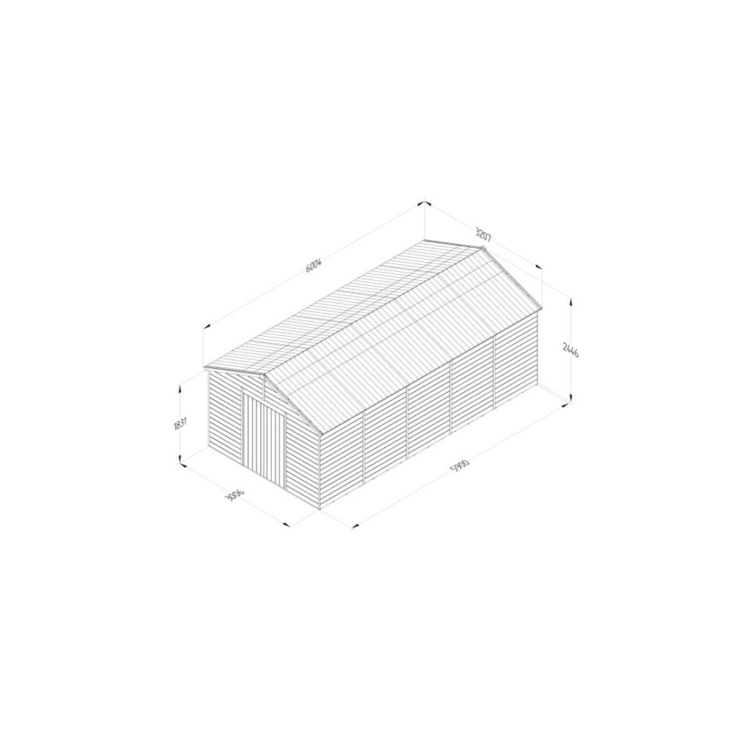 Forest Timberdale 10x20 Apex Shed - Double Door - No Windows - JJ Building Materials