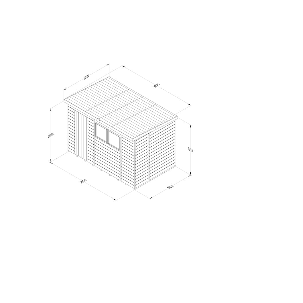 Forest Timberdale 10x6 Pent Shed - 2 Window - 1 Opening - JJ Building Materials