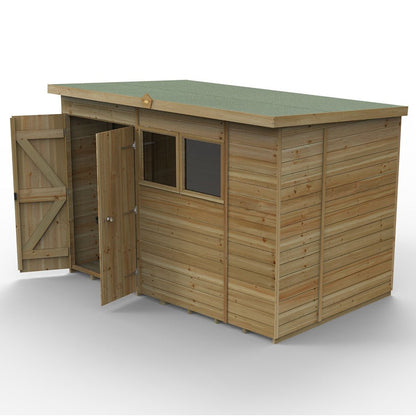 Forest Timberdale 10x6 Pent Shed - Double Door - 2 Window - 1 Opening - JJ Building Materials