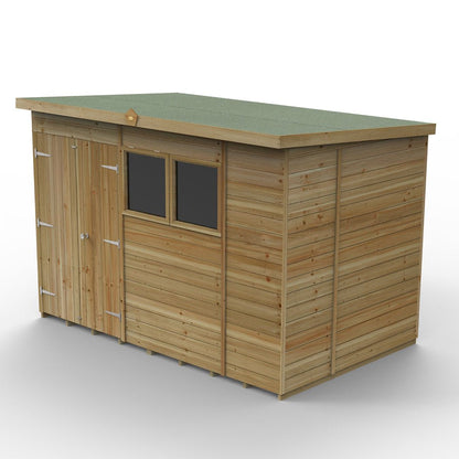 Forest Timberdale 10x6 Pent Shed - Double Door - 2 Window - 1 Opening - JJ Building Materials