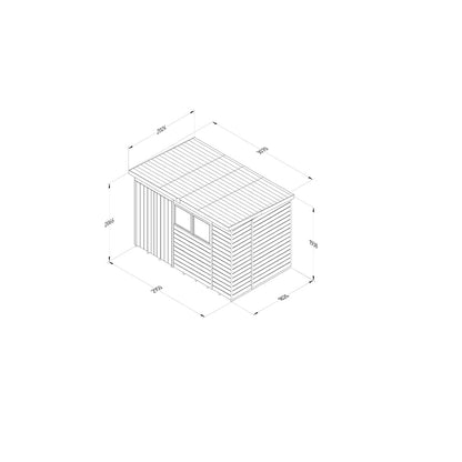 Forest Timberdale 10x6 Pent Shed - Double Door - 2 Window - 1 Opening - JJ Building Materials