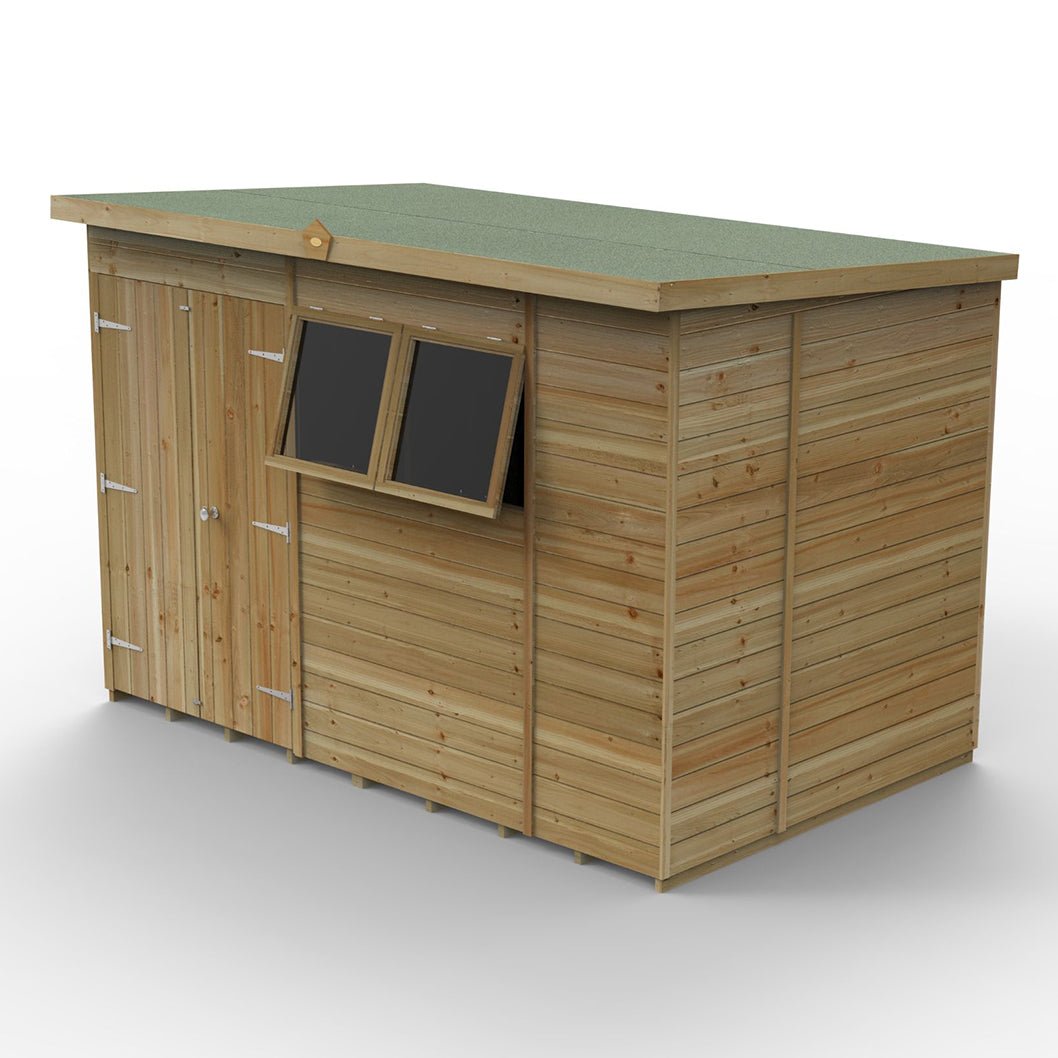 Forest Timberdale 10x6 Pent Shed - Double Door - 2 Window - 2 Opening - JJ Building Materials