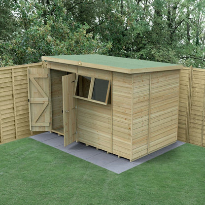 Forest Timberdale 10x6 Pent Shed - Double Door - 2 Window - 2 Opening - JJ Building Materials