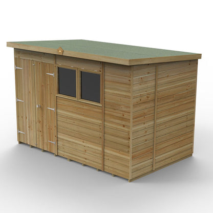 Forest Timberdale 10x6 Pent Shed - Double Door - 2 Window - 2 Opening - JJ Building Materials