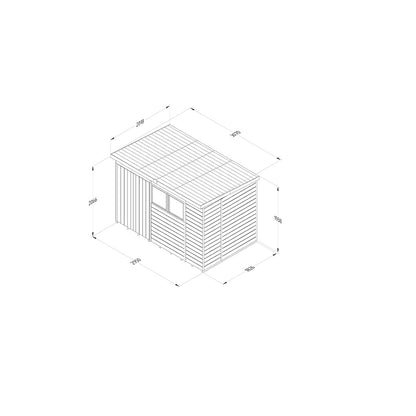 Forest Timberdale 10x6 Pent Shed - Double Door - 2 Window - 2 Opening - JJ Building Materials