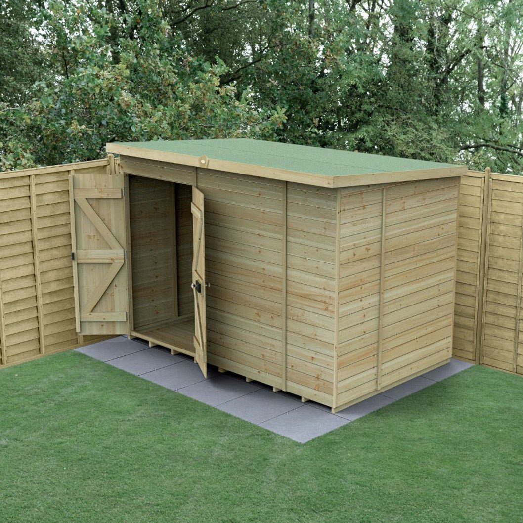 Forest Timberdale 10x6 Pent Shed - Double Door - No Windows - JJ Building Materials
